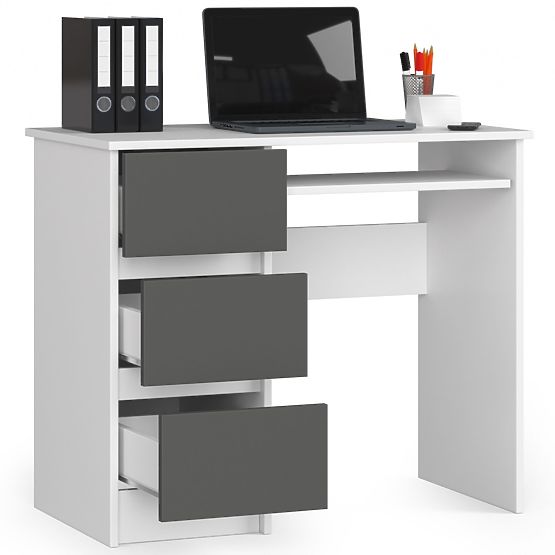 DESK A-6 CLP WHITE / GRAY LEFT-SIDED
