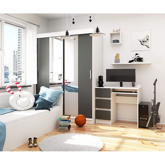 DESK A-6 CLP WHITE / GRAY LEFT-SIDED