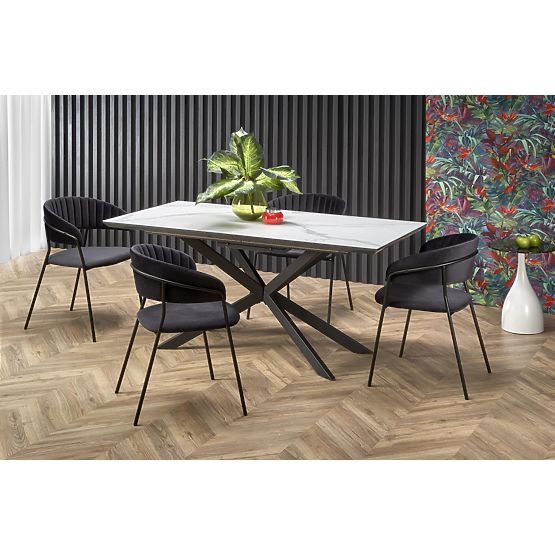 DIESEL extendable table top - white marble / dark gray, legs - black (2p=1pc)