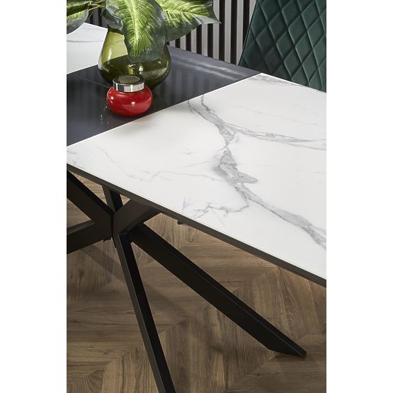 DIESEL extendable table top - white marble / dark gray, legs - black (2p=1pc)