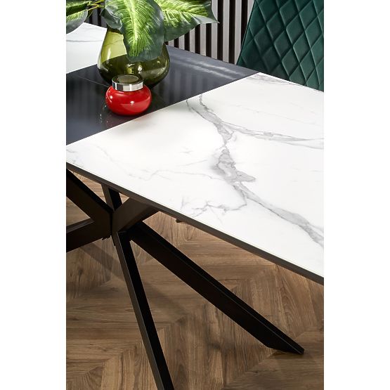 DIESEL extendable table top - white marble / dark gray, legs - black (2p=1pc)