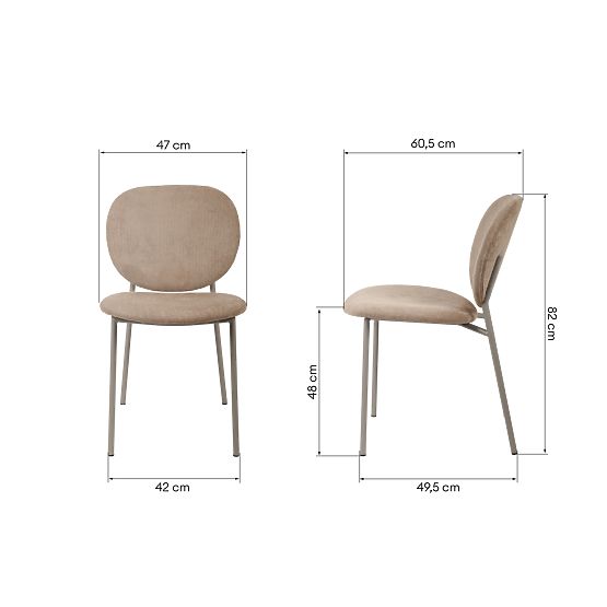 Dining Chair Alexa, Light Brown/Beige Legs