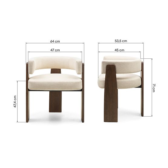 Dining Chair Bruna, Beige, Mocha Oak