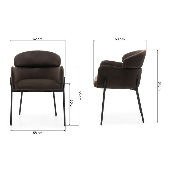 Dining Chair Granda, Chocolate/Espresso, Velvet