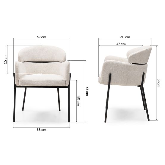 Dining Chair Granda, Ecru/Black Legs