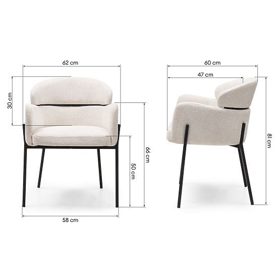 Dining Chair Granda, Ecru/Black Legs