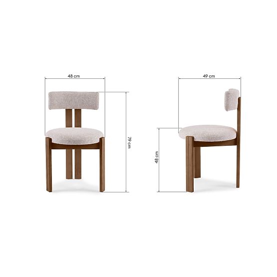 Dining Chair Matteo, Beige-Cream/Brown