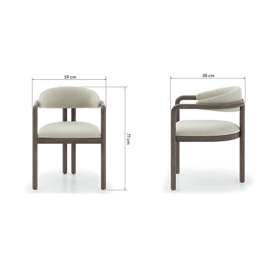 Dining Chair Palena, Solid Oak Wood, Espresso Brown/Beige