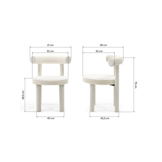Dining Chair Pedro 2.0, Ecru, Boucle