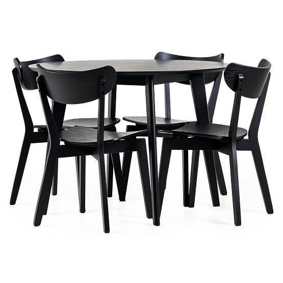 Dining Set Roxby Black Table and Four Chairs