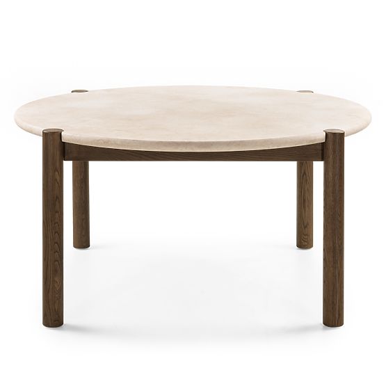 Dining Table Bruna, 150 cm, Round, Mocha Oak/Cream Marble