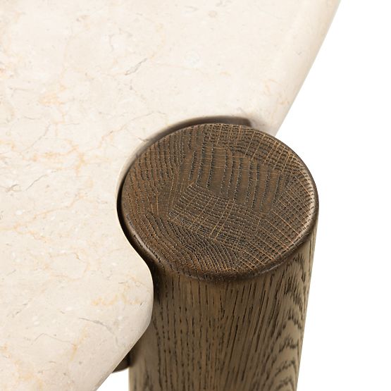 Dining Table Bruna, 150 cm, Round, Mocha Oak/Cream Marble