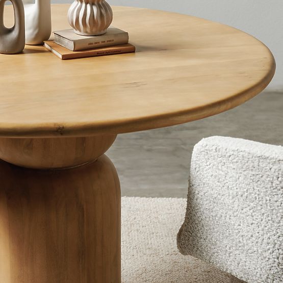 Dining Table Calvari 120 cm, Round, Mango Wood, Rounded Shapes