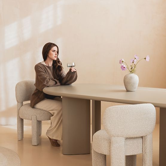 Dining Table Lima 220 cm, Dark Beige, Oval