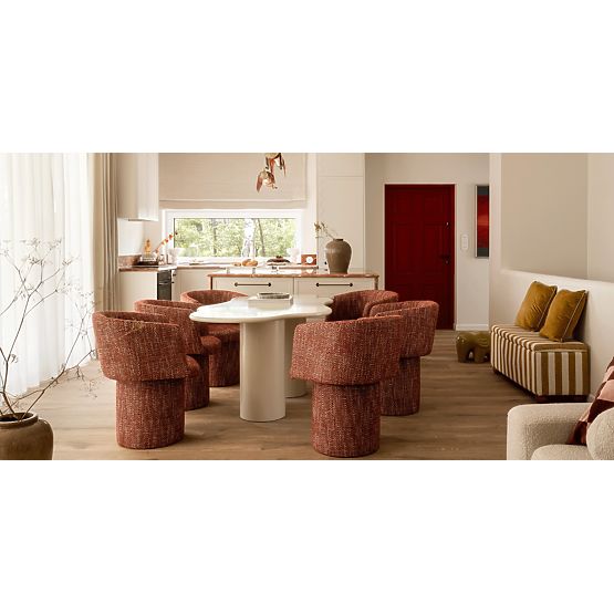 Dining Table Pinar 180 cm, Gray-Beige, Rounded Shapes