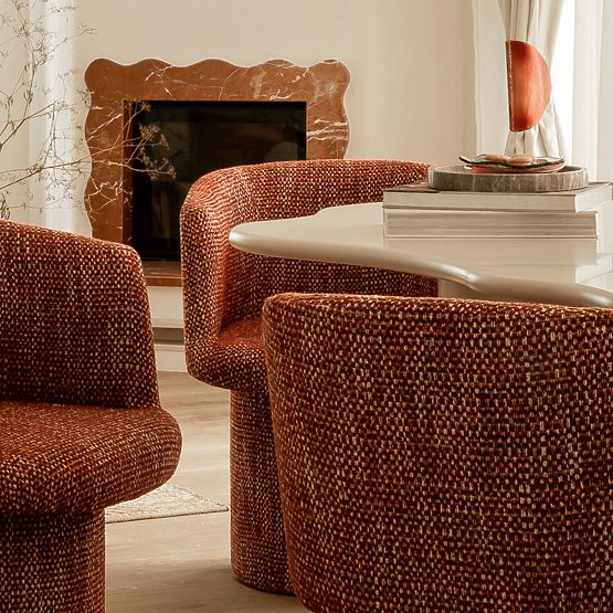 Dining Table Pinar 180 cm, Gray-Beige, Rounded Shapes