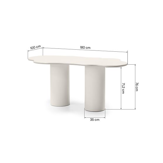 Dining Table Pinar 180 cm, Gray-Beige, Rounded Shapes