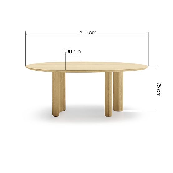 Dining Table Segretto 200 cm, Oval, Natural Oak