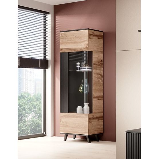 Display Cabinet RANDOM W-1 - Wotan Oak/Black