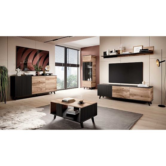 Display Cabinet RANDOM W-1 - Wotan Oak/Black