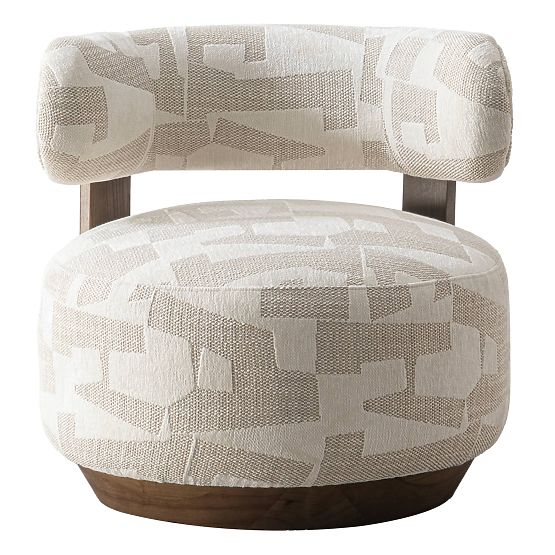 Dolce Relaxation Chair, Rounded Shapes, Beige/Cream, Walnut