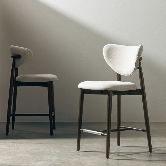 Domenico Bar Stool Beige/Walnut