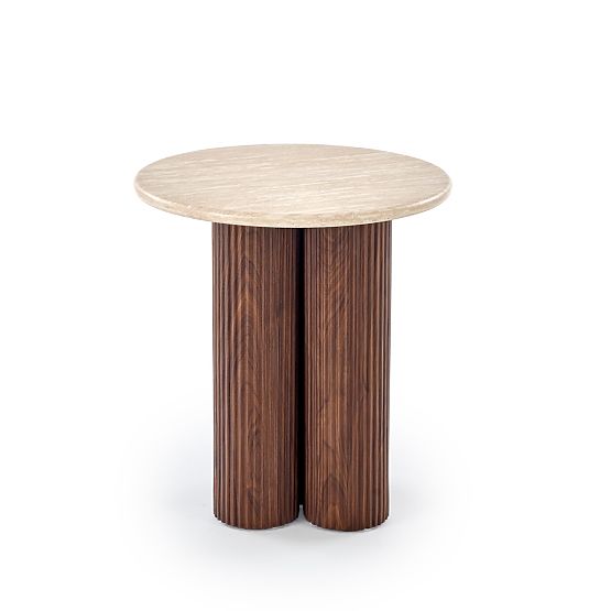 DOROTEA_S coffee table travertine / walnut (2pcs=1set)