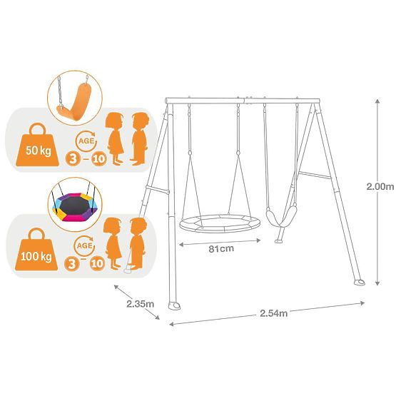 Double Garden Swing Children's Playground for Kids Bird's Nest INTEX 44126