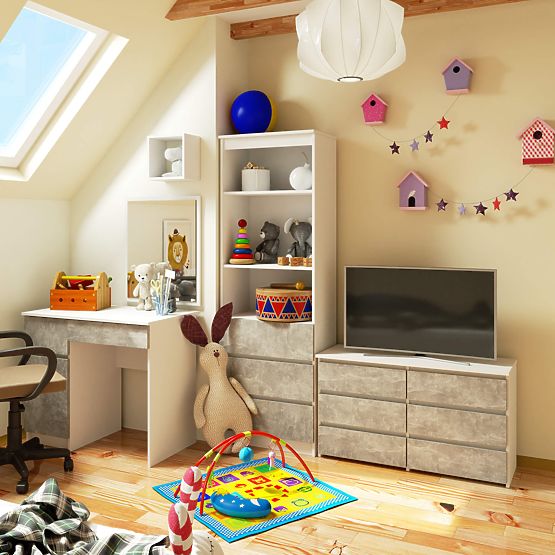 DRESSER CL100 6DR WHITE / CONCRETE