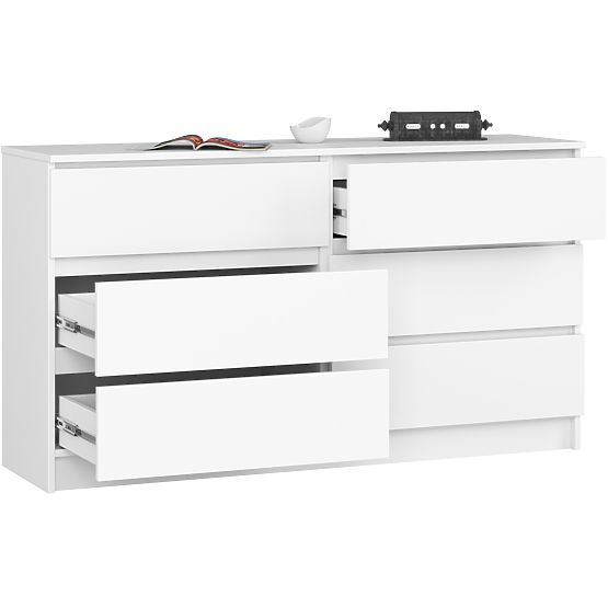 DRESSER K 140 cm 6 DRAWERS PK WHITE