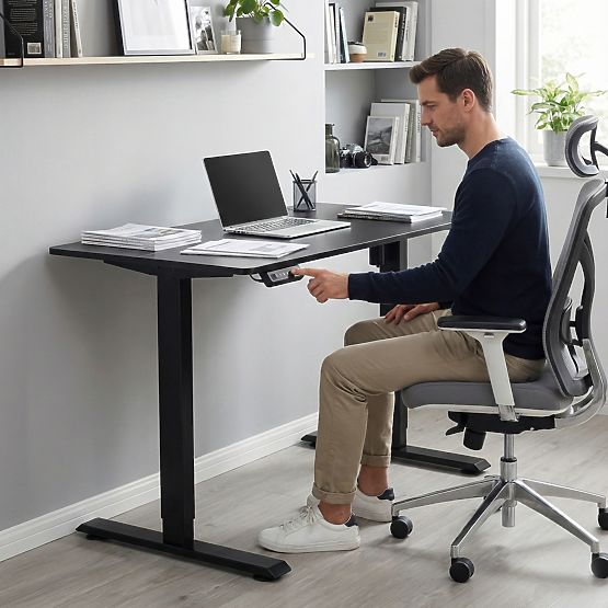 Electric Adjustable Desk 120x60 cm Height Adjustable 72-117 cm Black ModernHome