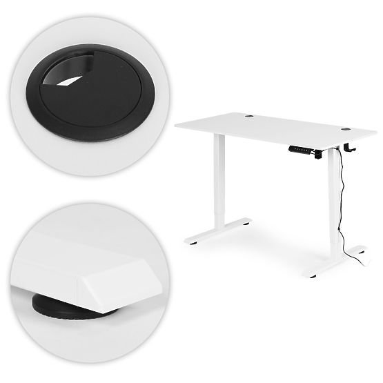 Electric Height Adjustable Desk 120x60 cm, Height 72-117 cm, White ModernHome