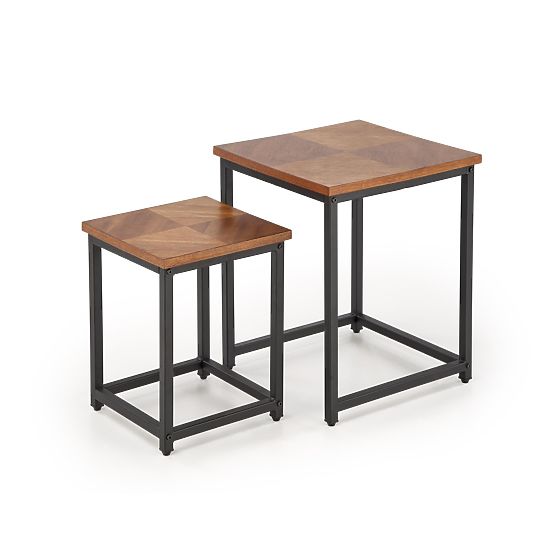 ELZA Set of 2 Benches, Walnut/Black (1p=1pc)