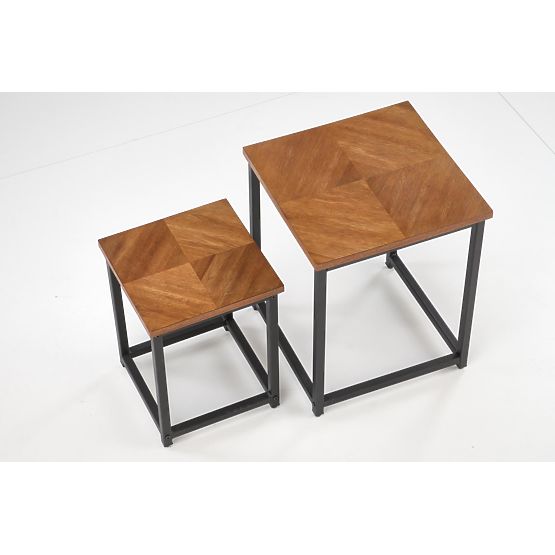 ELZA Set of 2 Benches, Walnut/Black (1p=1pc)