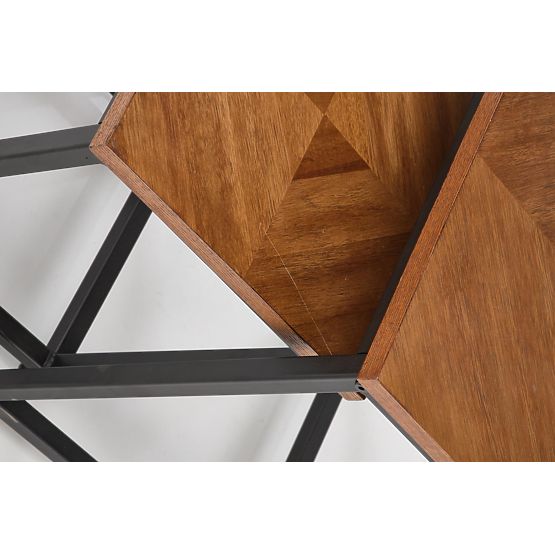 ELZA Set of 2 Benches, Walnut/Black (1p=1pc)