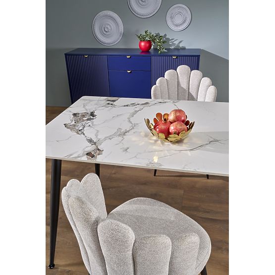 EMILIO 140 Table Top - White Marble, Legs - Black (2p=1pc)