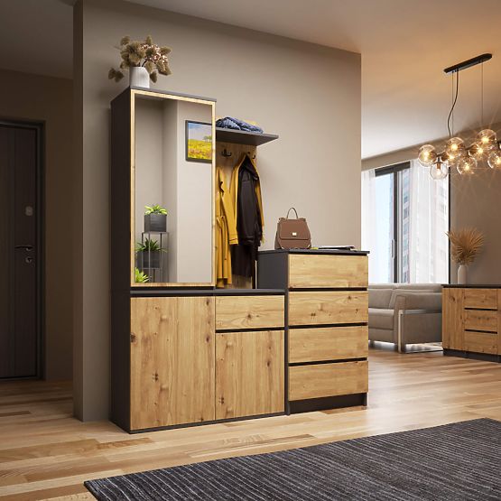 ENTRO HALLWAY SET GRAPHITE GRAY / ARTISAN OAK