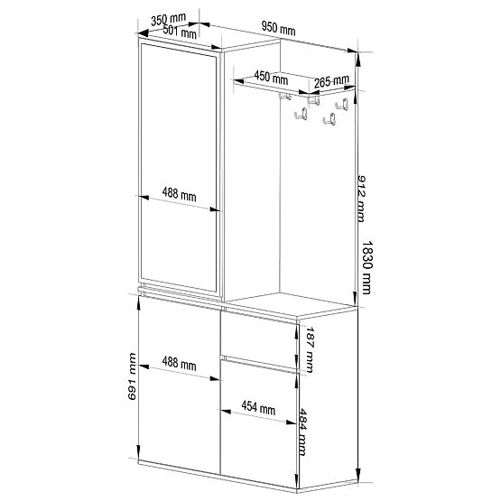 ENTRO PK BLACK / CRAFT OAK HALLWAY FURNITURE SET