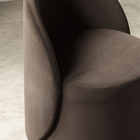 Enzo Swivel Chair, Rounded Shapes, Chocolate/Espresso, Velvet