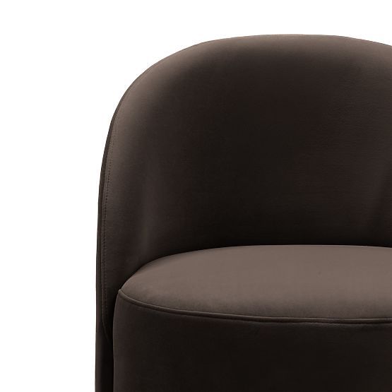Enzo Swivel Chair, Rounded Shapes, Chocolate/Espresso, Velvet