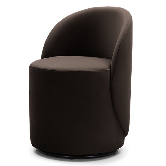 Enzo Swivel Chair, Rounded Shapes, Chocolate/Espresso, Velvet