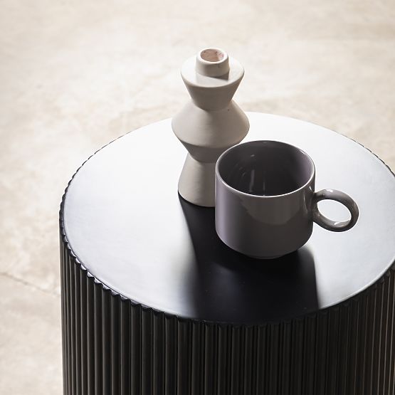 Ermanno Side Table, 35 cm, Black, Ribbed