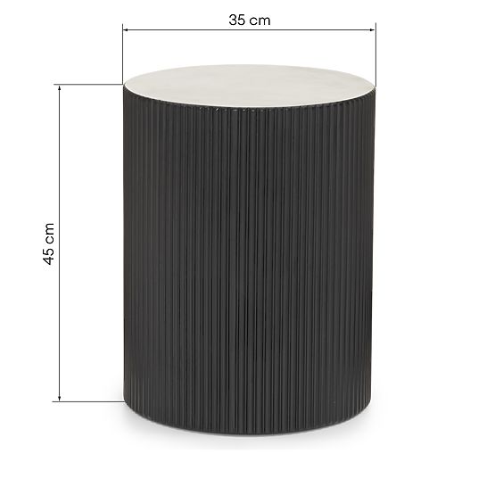 Ermanno Side Table, 35 cm, Black, Ribbed