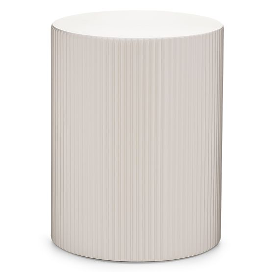 Ermanno Side Table, 35 cm, Gray-Beige, Grooved