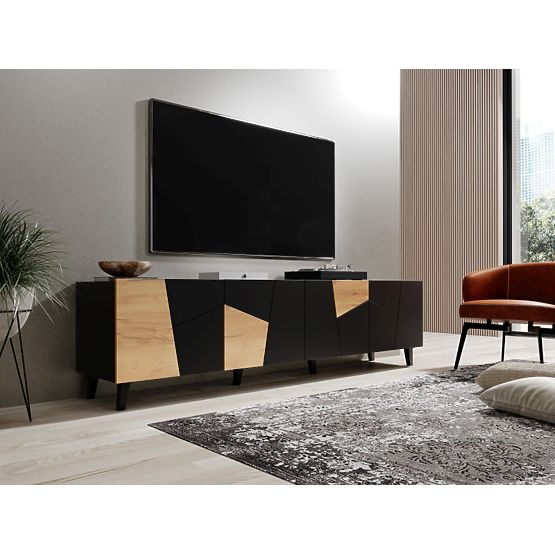 ETNA TV Cabinet Black Matte/ Black Matte/ Craft Oak