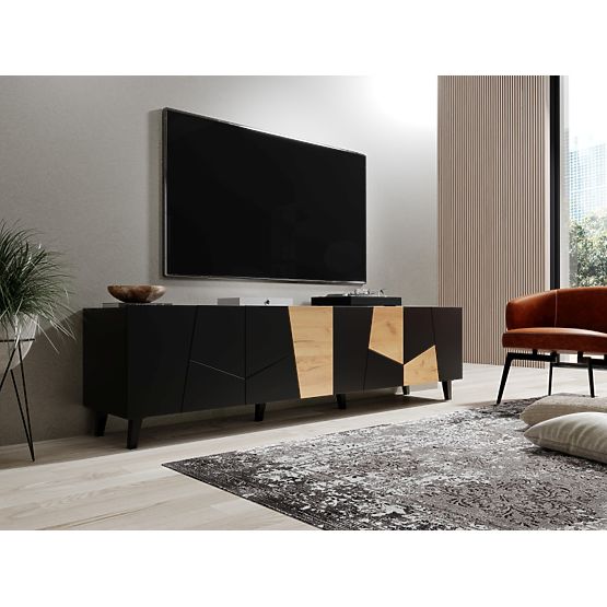 ETNA TV Cabinet Black Matte/ Black Matte/ Craft Oak