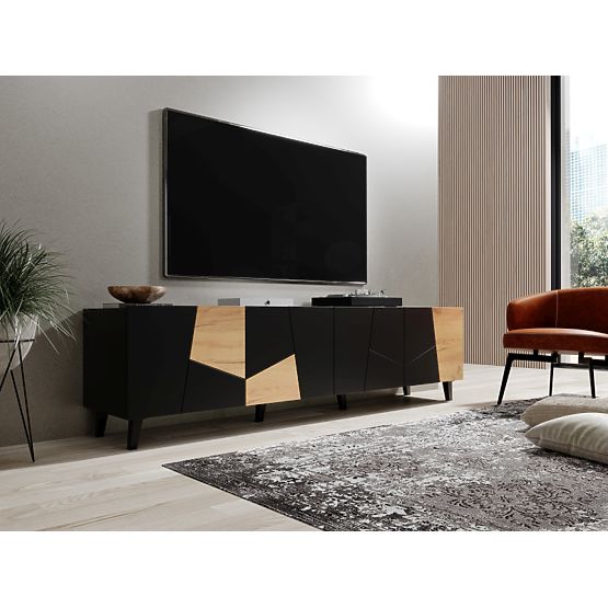 ETNA TV Cabinet Black Matte/ Black Matte/ Craft Oak