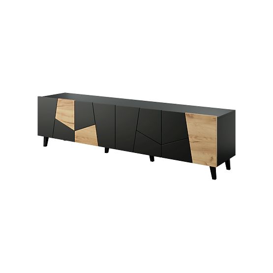 ETNA TV Cabinet Black Matte/ Black Matte/ Craft Oak