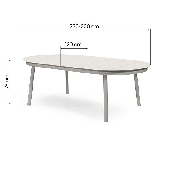 Extendable Garden Table Marinelli 230-300 cm, Aluminum, Light Beige