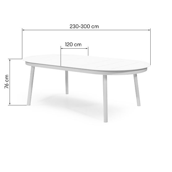 Extendable Garden Table Marinelli 230-300 cm, Aluminum, White